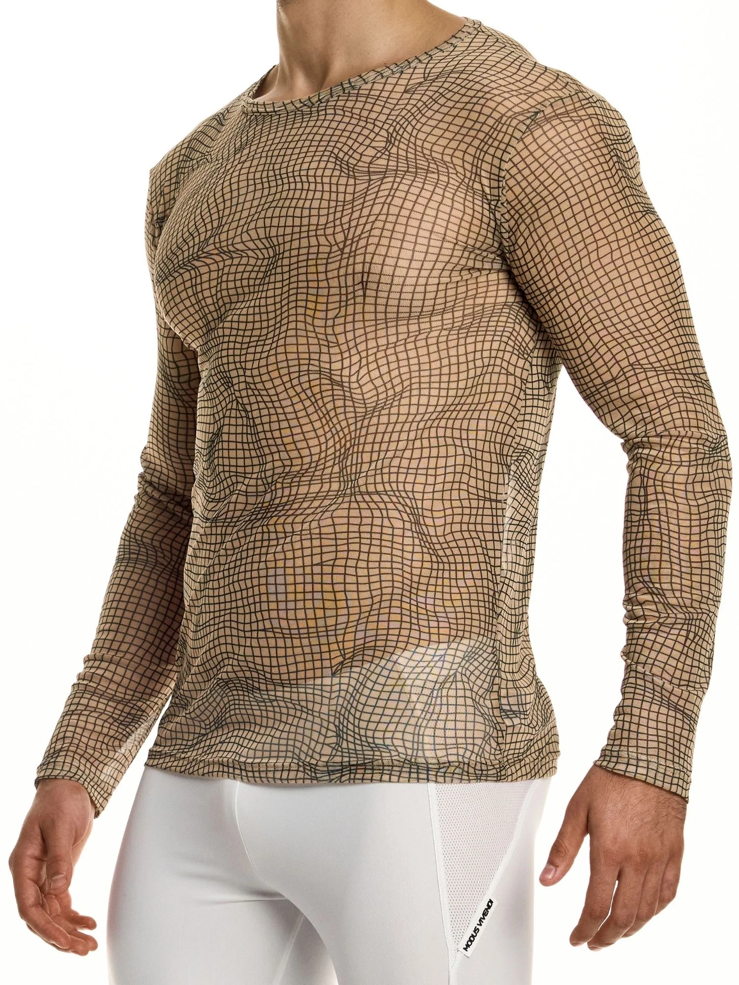 MODUS VIVENDI Abstract Net Long Sleeve Top – Sheer Slim Fit - Image 7