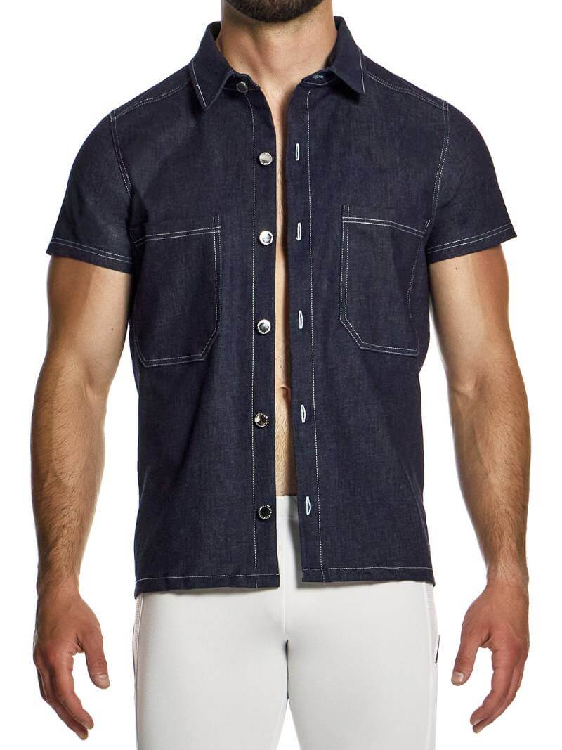 MODUS VIVENDI Denim Shirt: Short Sleeve, Collared, Button Up - Image 4