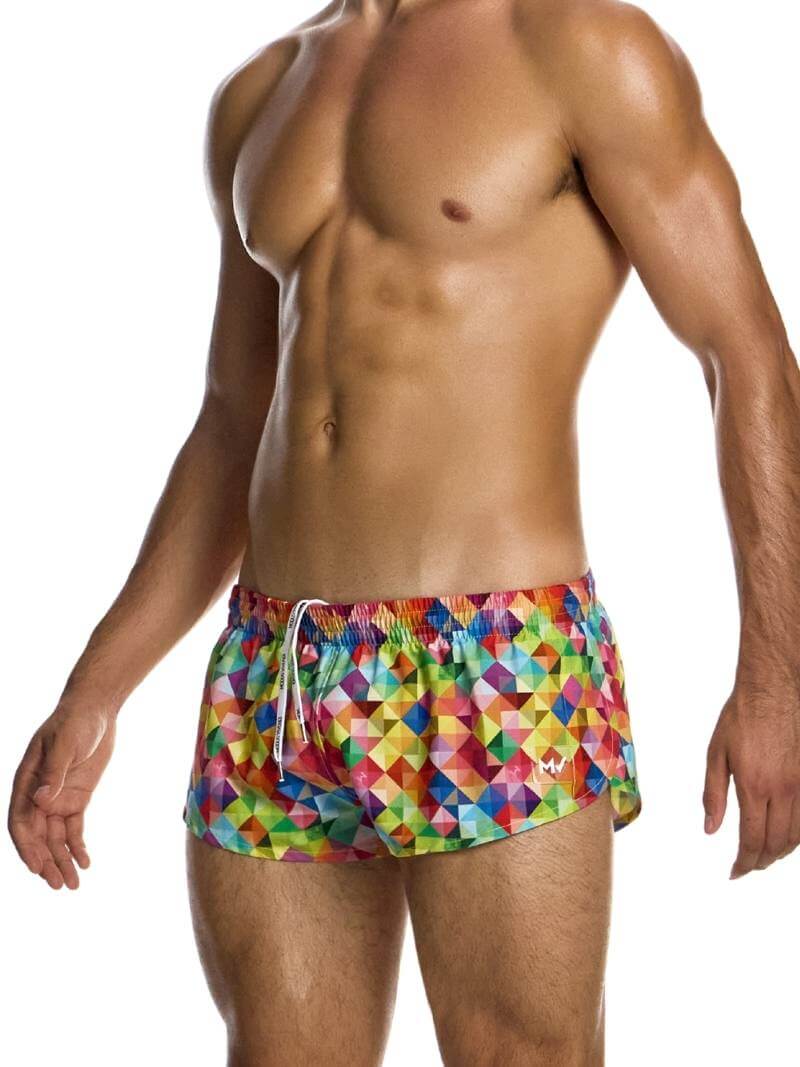 MODUS VIVENDI Geometric Rainbow Jogging Cut Swimwear Shorts - Image 3