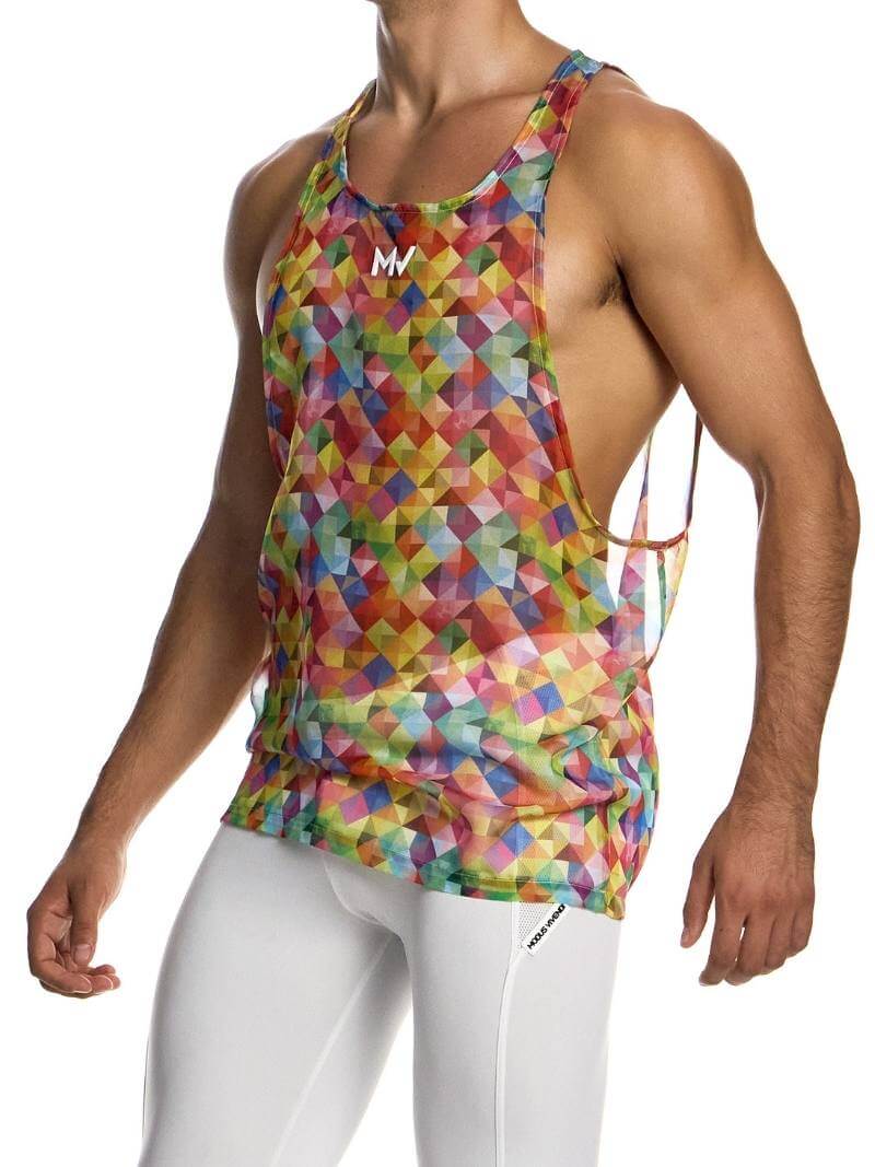MODUS VIVENDI Geometric Rainbow Tank Top: Racerback, Lightweight, Long Length - Image 3