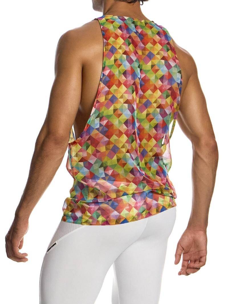 MODUS VIVENDI Geometric Rainbow Tank Top: Racerback, Lightweight, Long Length - Image 4