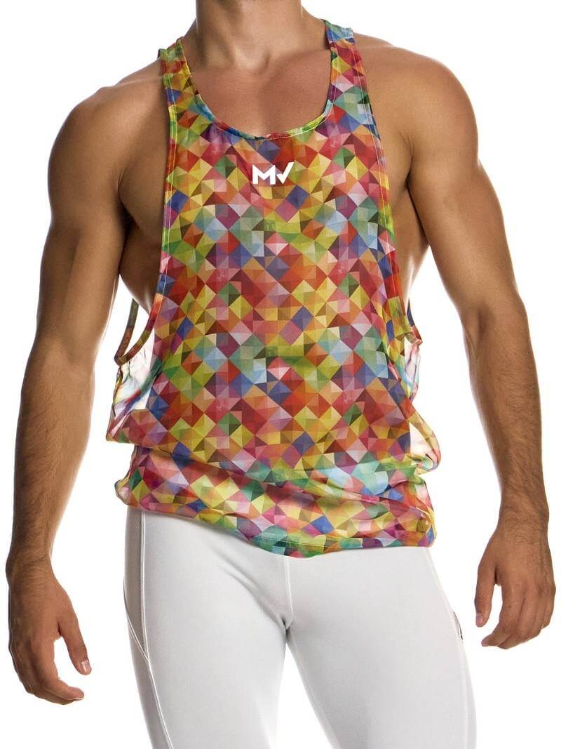MODUS VIVENDI Geometric Rainbow Tank Top: Racerback, Lightweight, Long Length - Image 6