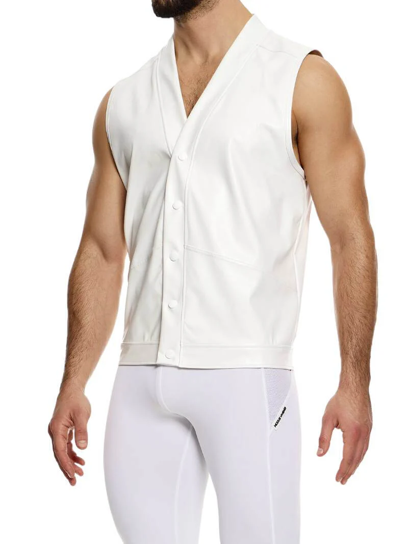 MODUS VIVENDI White Leather Vest - SIZE LARGE - Image 4