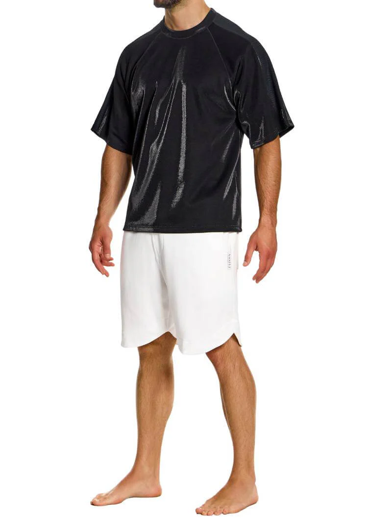 MODUS VIVENDI 80's Retro Trendy Box Fit Velvet T-Shirt - Image 14