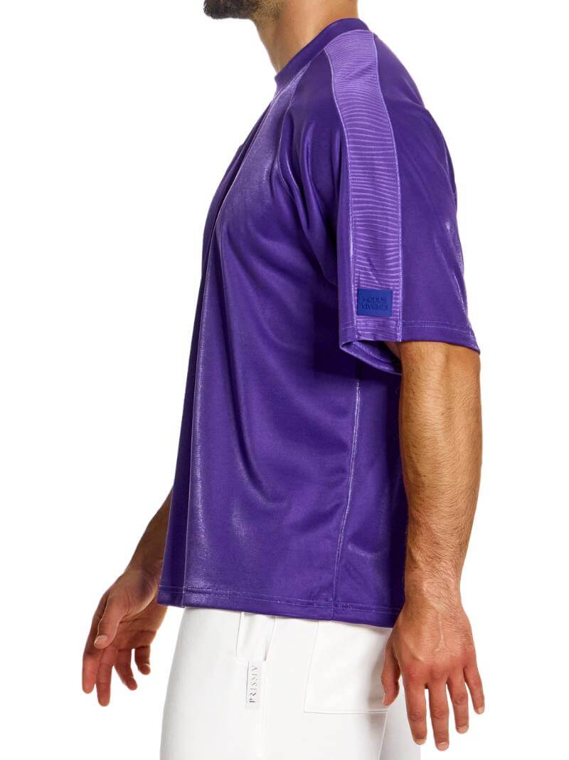 MODUS VIVENDI 80's Retro Trendy Box Fit Velvet T-Shirt - Image 2