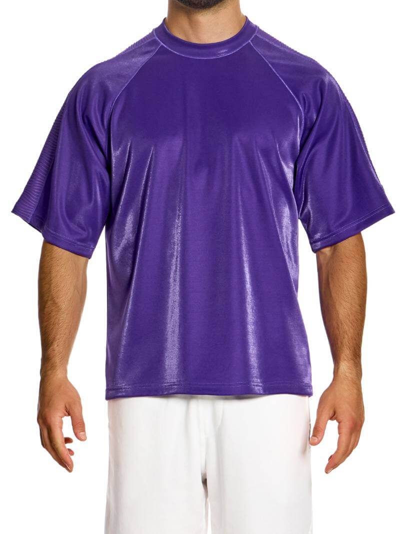 MODUS VIVENDI 80's Retro Trendy Box Fit Velvet T-Shirt - Image 3