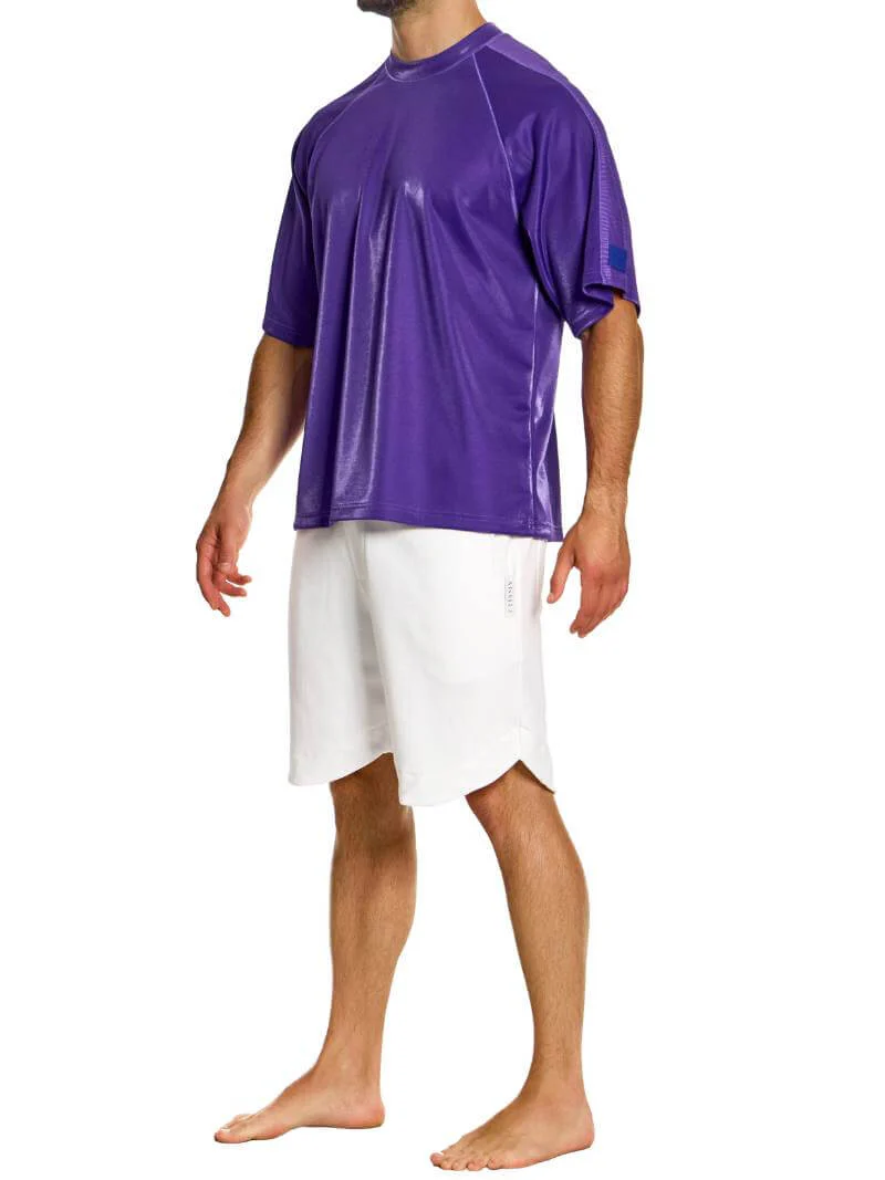 MODUS VIVENDI 80's Retro Trendy Box Fit Velvet T-Shirt - Image 5