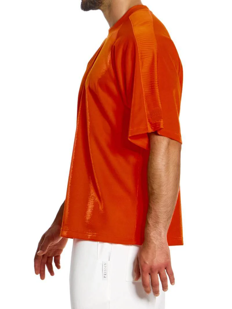 MODUS VIVENDI 80's Retro Trendy Box Fit Velvet T-Shirt - Image 8