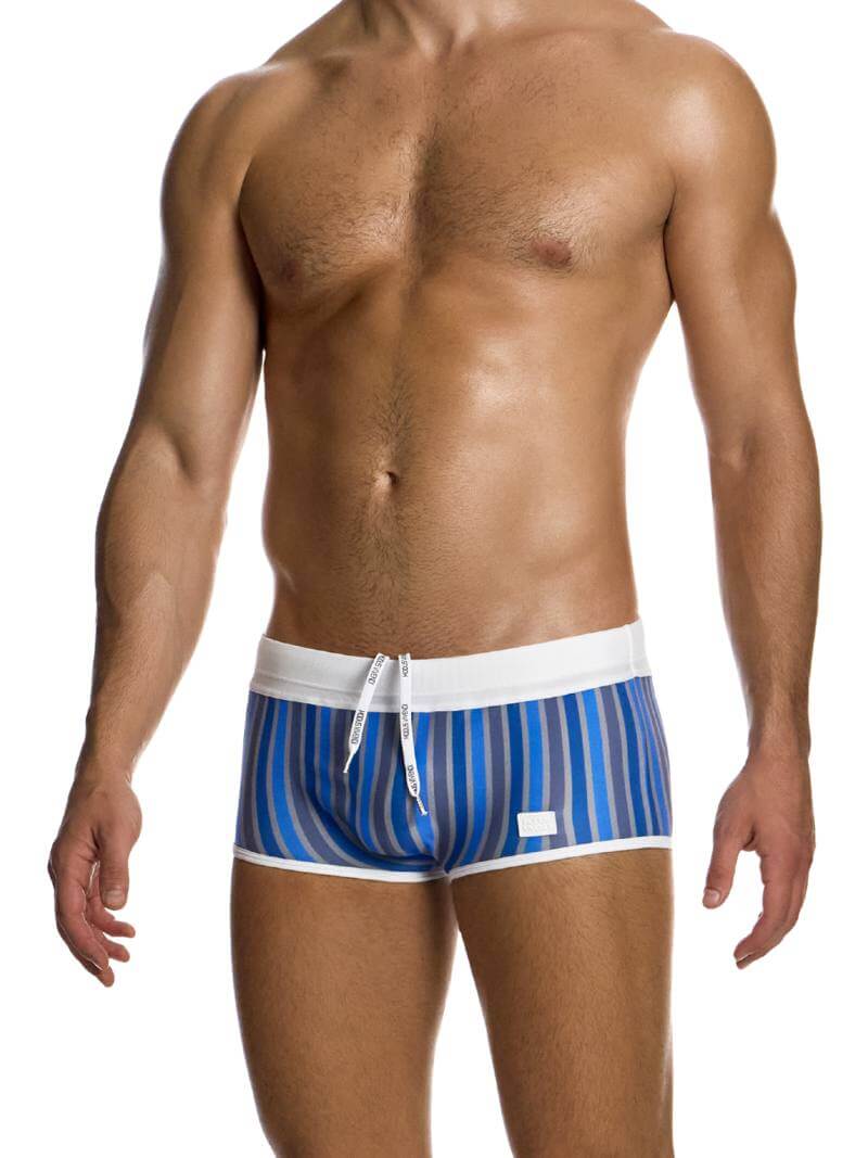 MODUS VIVENDI Striped Eco Brazil Cut Swimming Trunk - Image 3