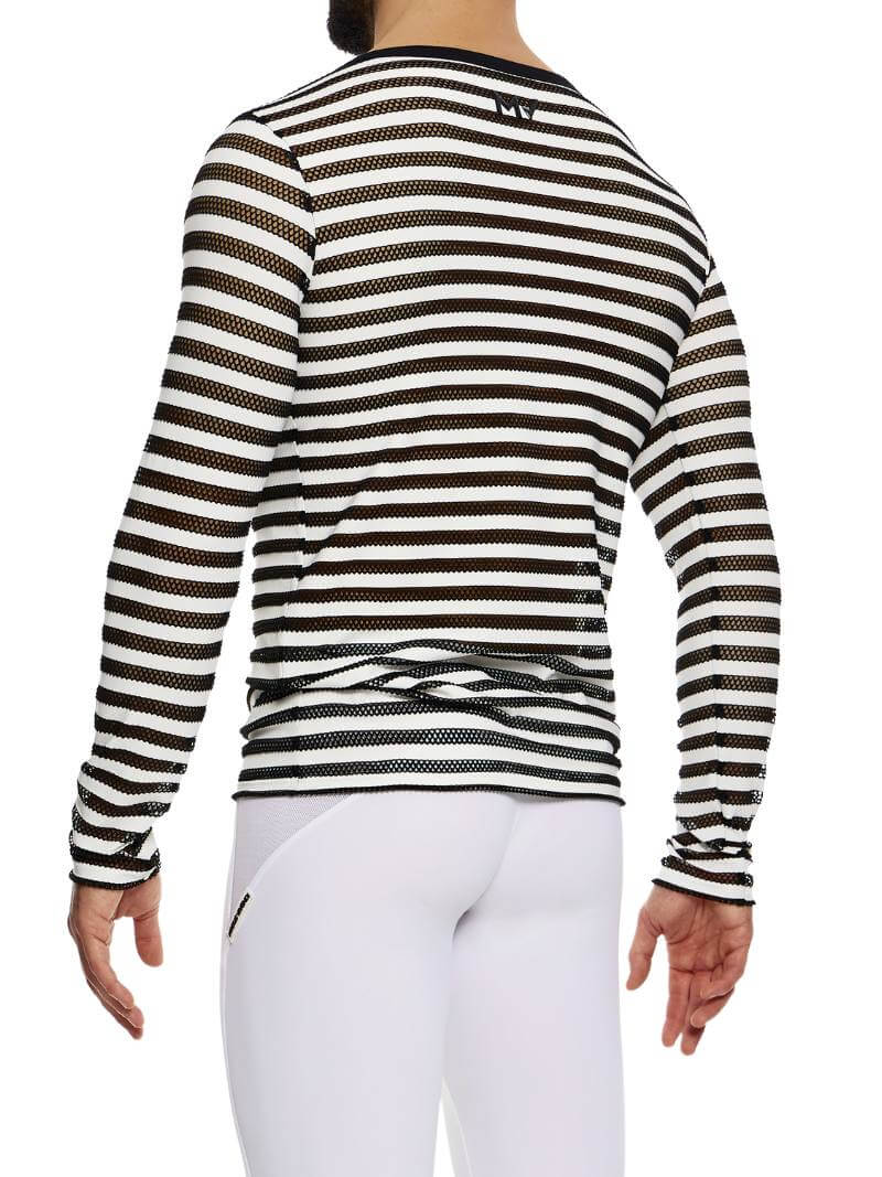 MODUS VIVENDI Striped Mesh Sweatshirt - SIZE LARGE - Image 2