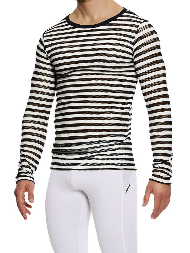 MODUS VIVENDI Striped Mesh Sweatshirt - SIZE LARGE - Image 4