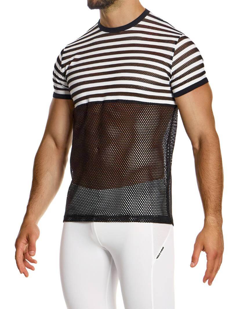 MODUS VIVENDI Striped Mesh T-Shirt - SIZE LARGE - Image 2