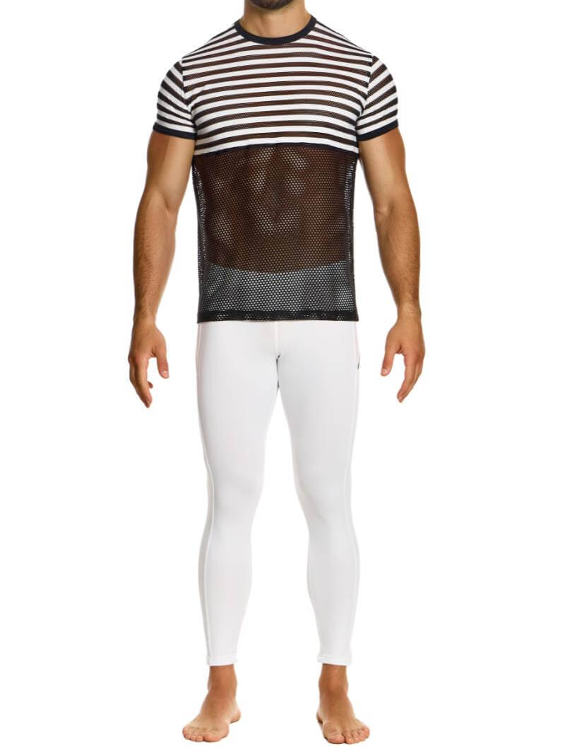 MODUS VIVENDI Striped Mesh T-Shirt - SIZE LARGE - Image 3