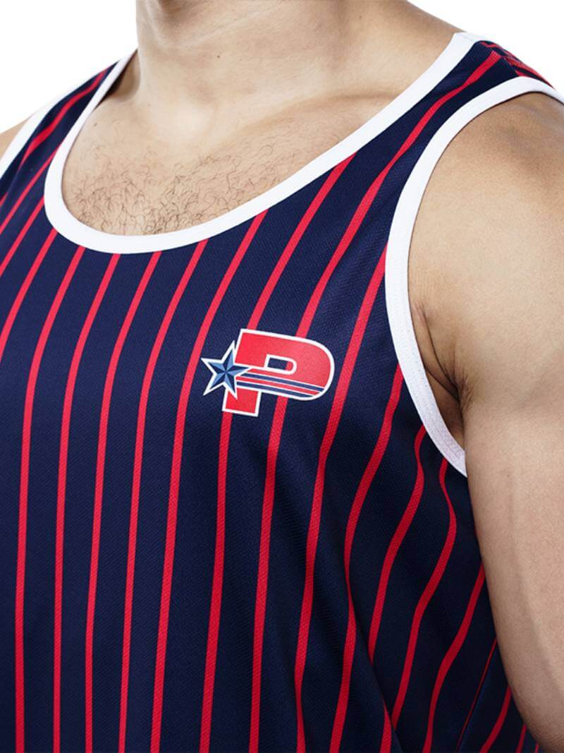 PUMP Navy Striped Tank Top - Image 4