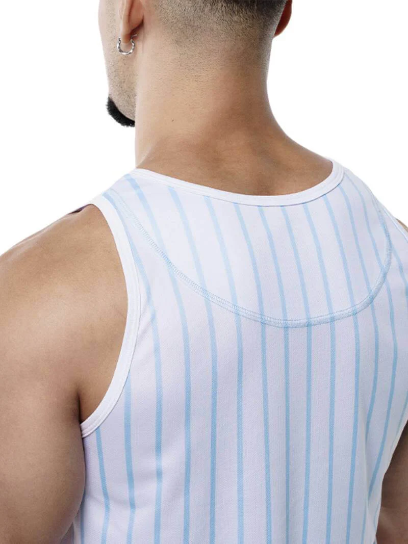 PUMP Sky Blue Striped Tank Top - Image 5