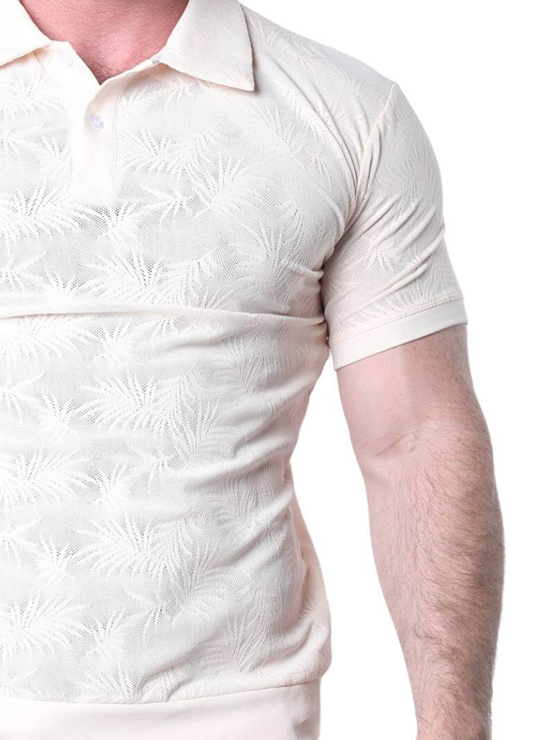 Timoteo Amalfi Polo Shirt with Mesh Palm Leaf Pattern - Image 3