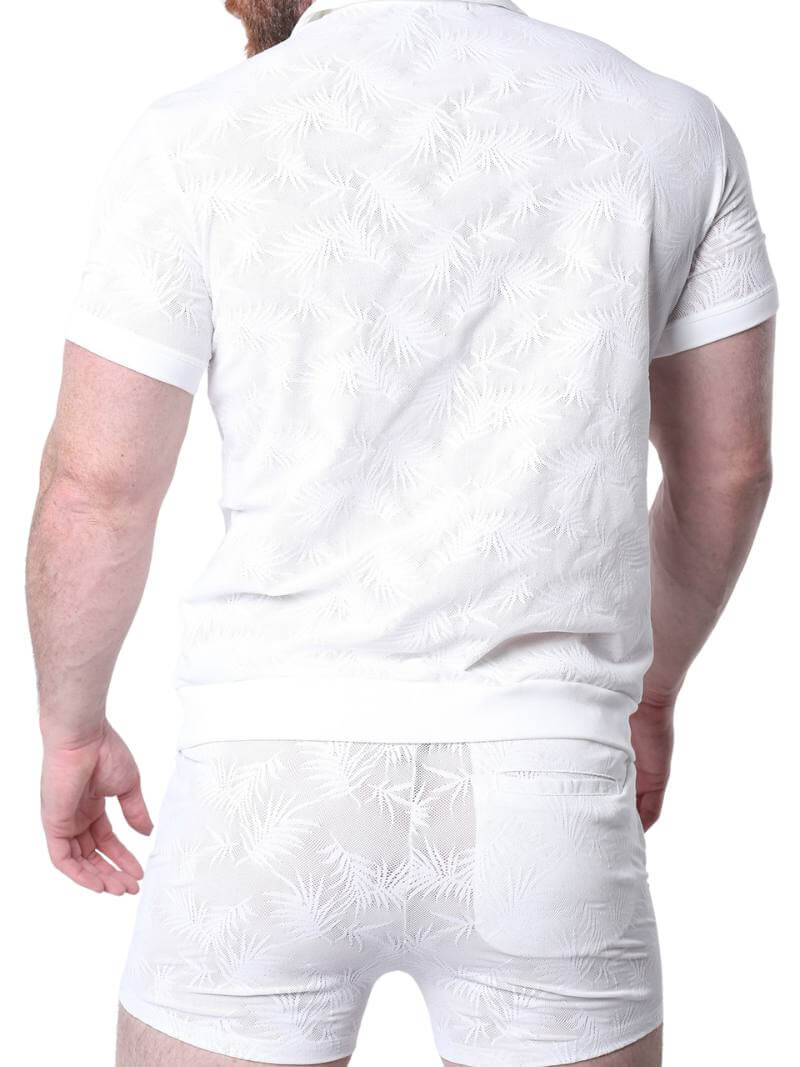 Timoteo Amalfi Polo Shirt with Mesh Palm Leaf Pattern - Image 6