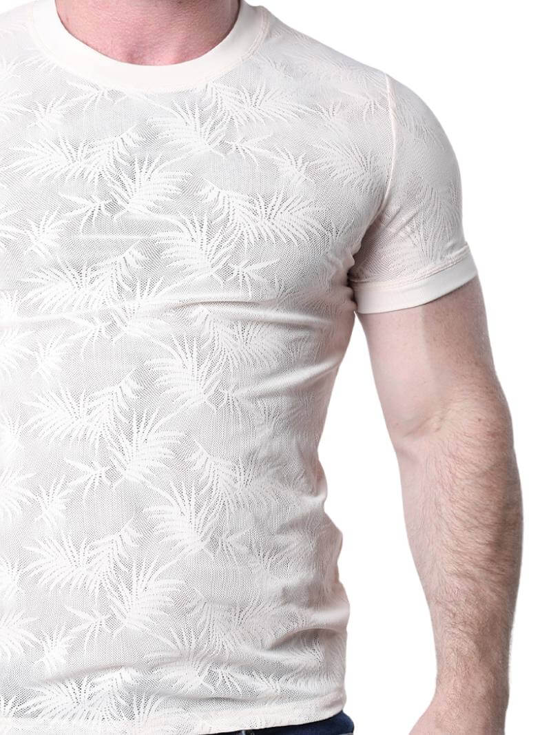 Timoteo Amalfi T-Shirt with Mesh Palm Leaf Pattern - Image 3