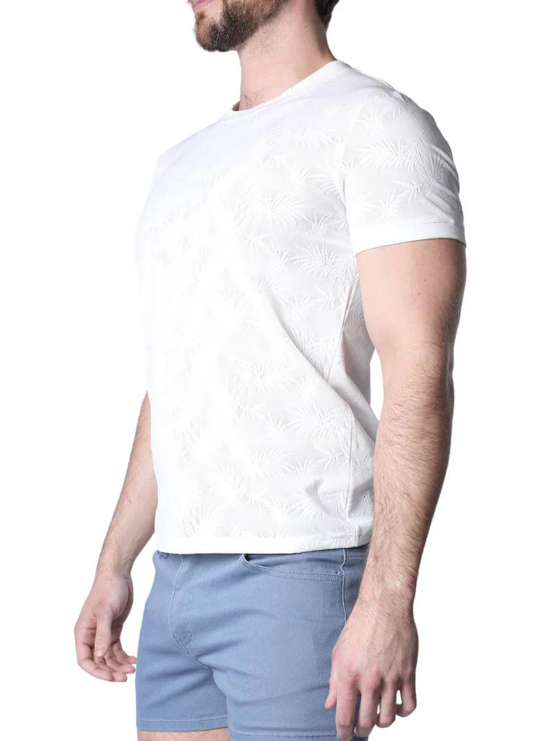 Timoteo Amalfi T-Shirt with Mesh Palm Leaf Pattern - Image 4