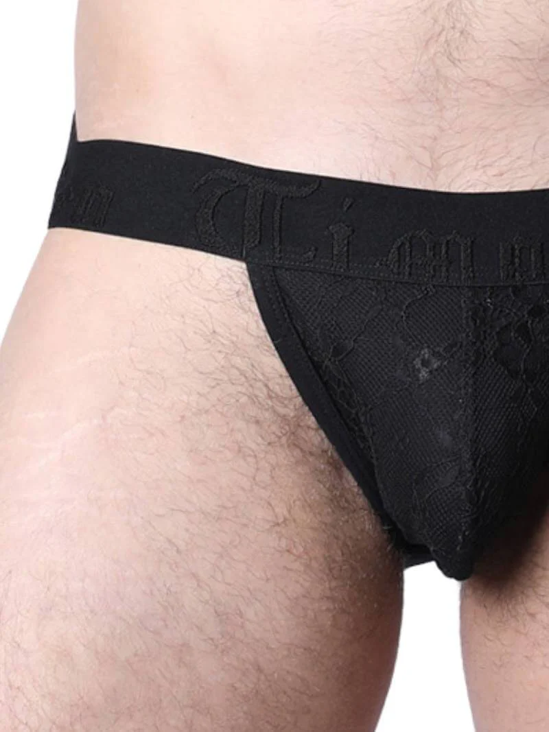 Timoteo Positano Black Floral Lace Jockstrap - Image 2