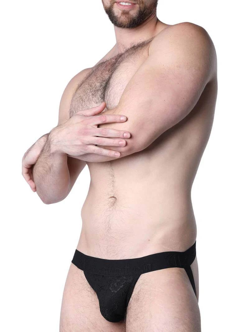 Timoteo Positano Black Floral Lace Jockstrap - Image 3