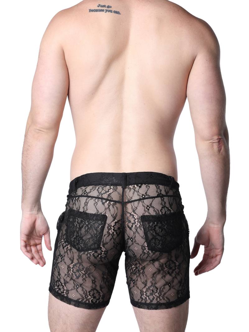 Timoteo Positano Black Floral Lace Short - Image 3