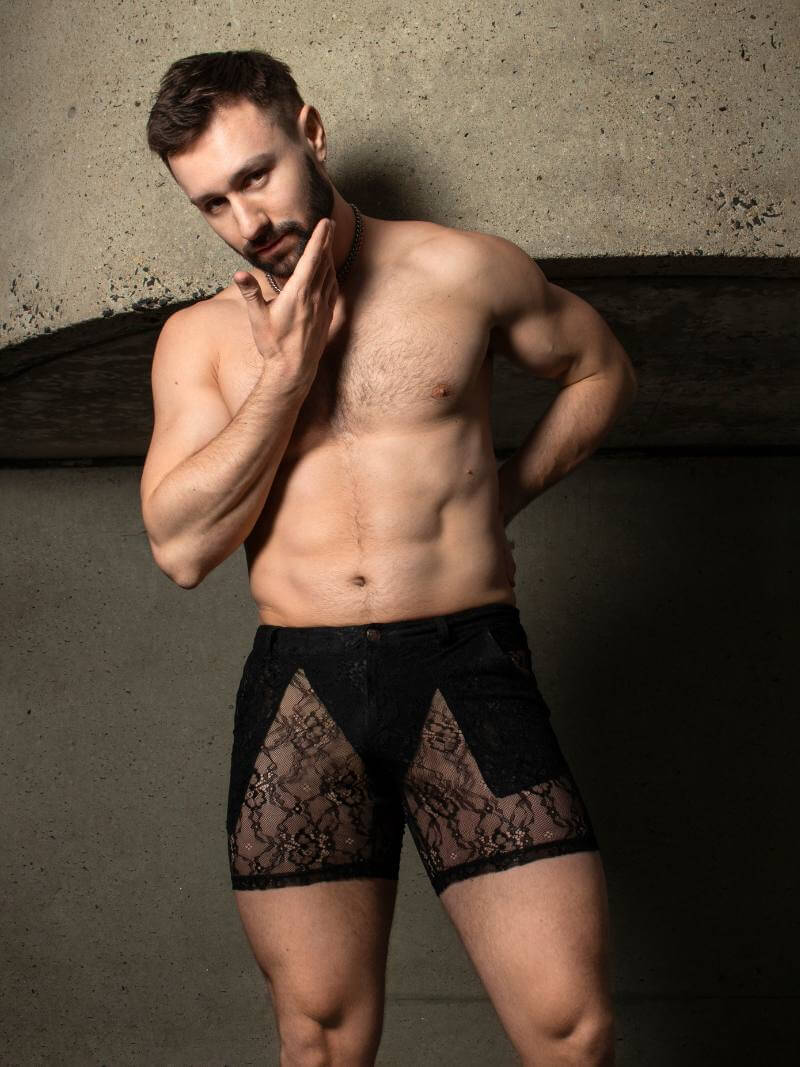Timoteo Positano Black Floral Lace Short - Image 5