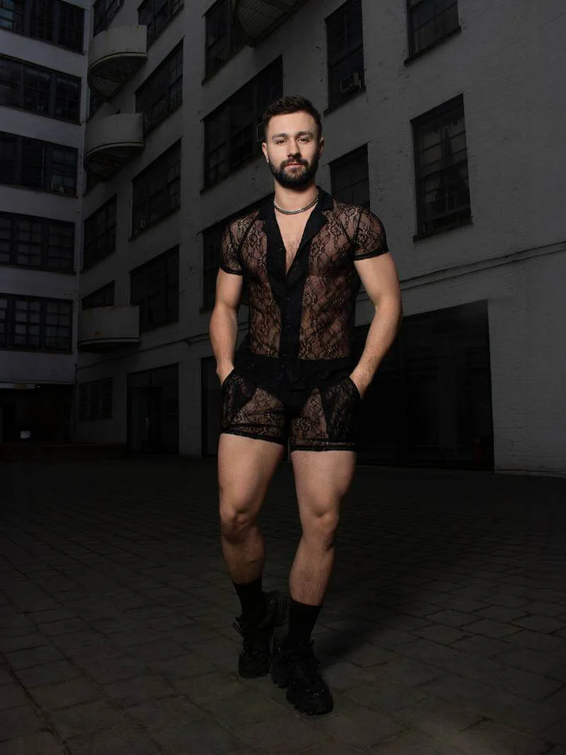 Timoteo Positano Black Floral Lace Buttoned Shirt - Image 5