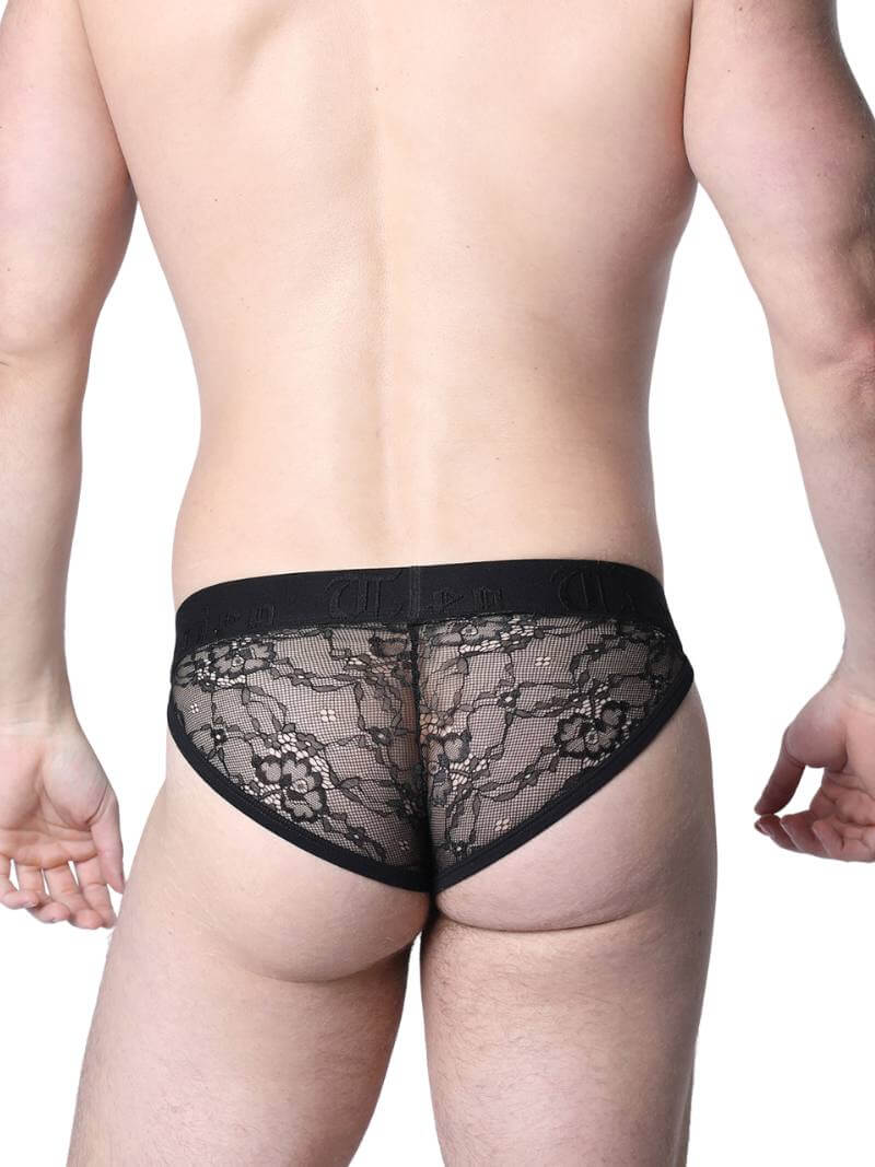 Timoteo Positano Black Floral Lace Bikini Tanga - Image 5