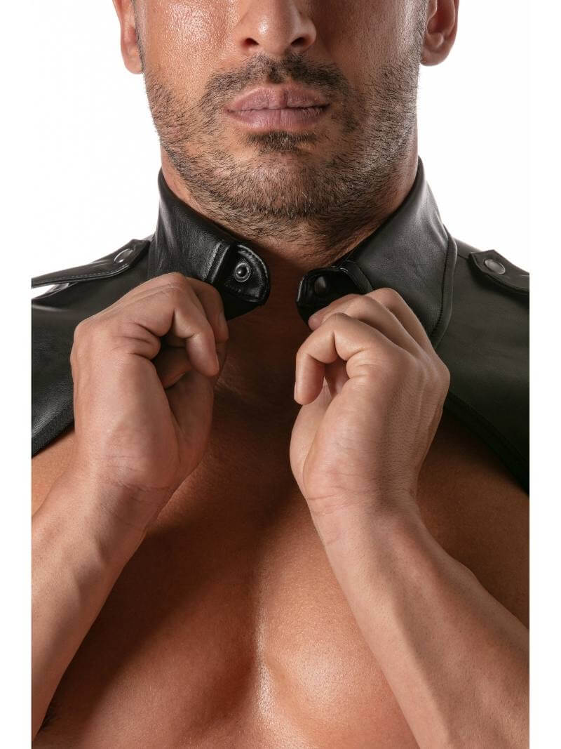 TOF Paris Kinky Leather Look Cropped & Collared Shirt - Image 2