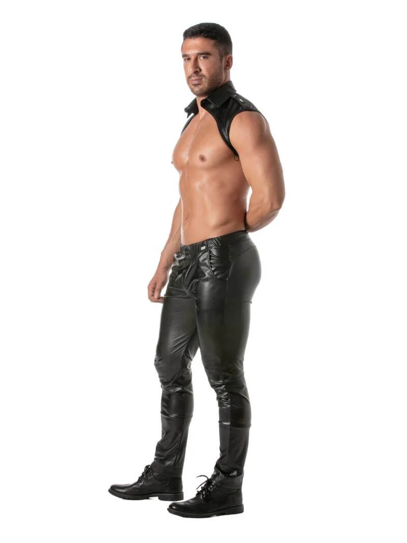TOF Paris Kinky Leather Look Cropped & Collared Shirt - Image 5