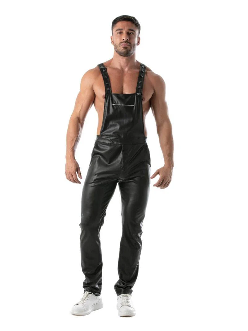 TOF Paris Kinky Leather Look Overall Dungaree Pants - Image 3