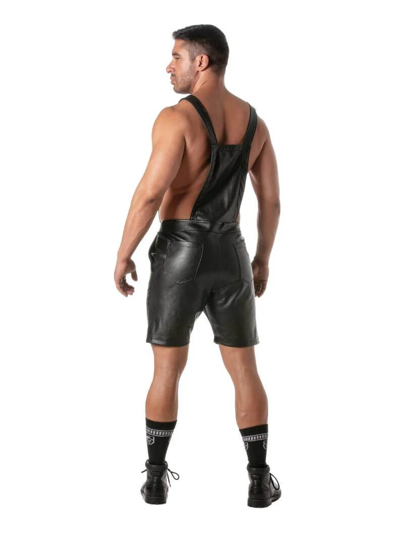 TOF Paris Kinky Leather Look Mid-Thigh Short Dungarees - Image 4
