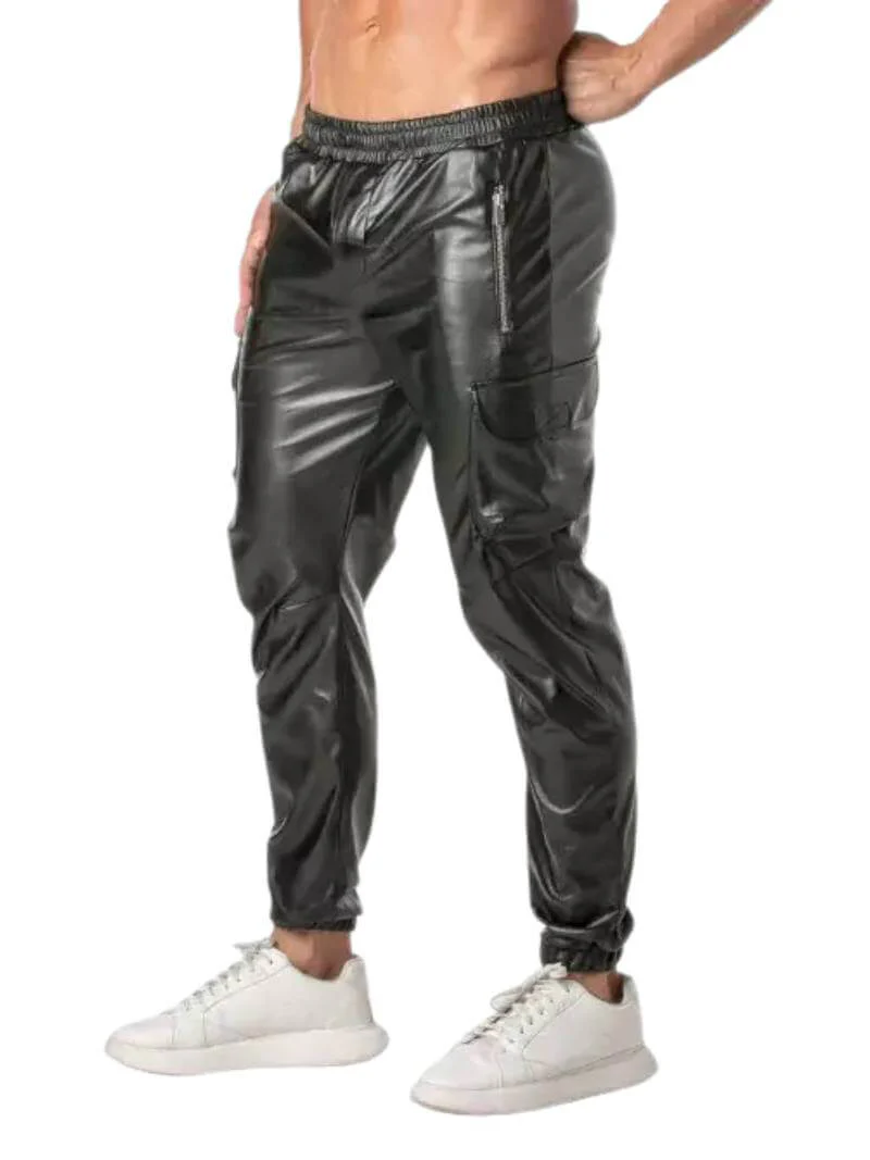 TOF Paris Kinky Leather Look Cargo Sweat Pants - Image 3