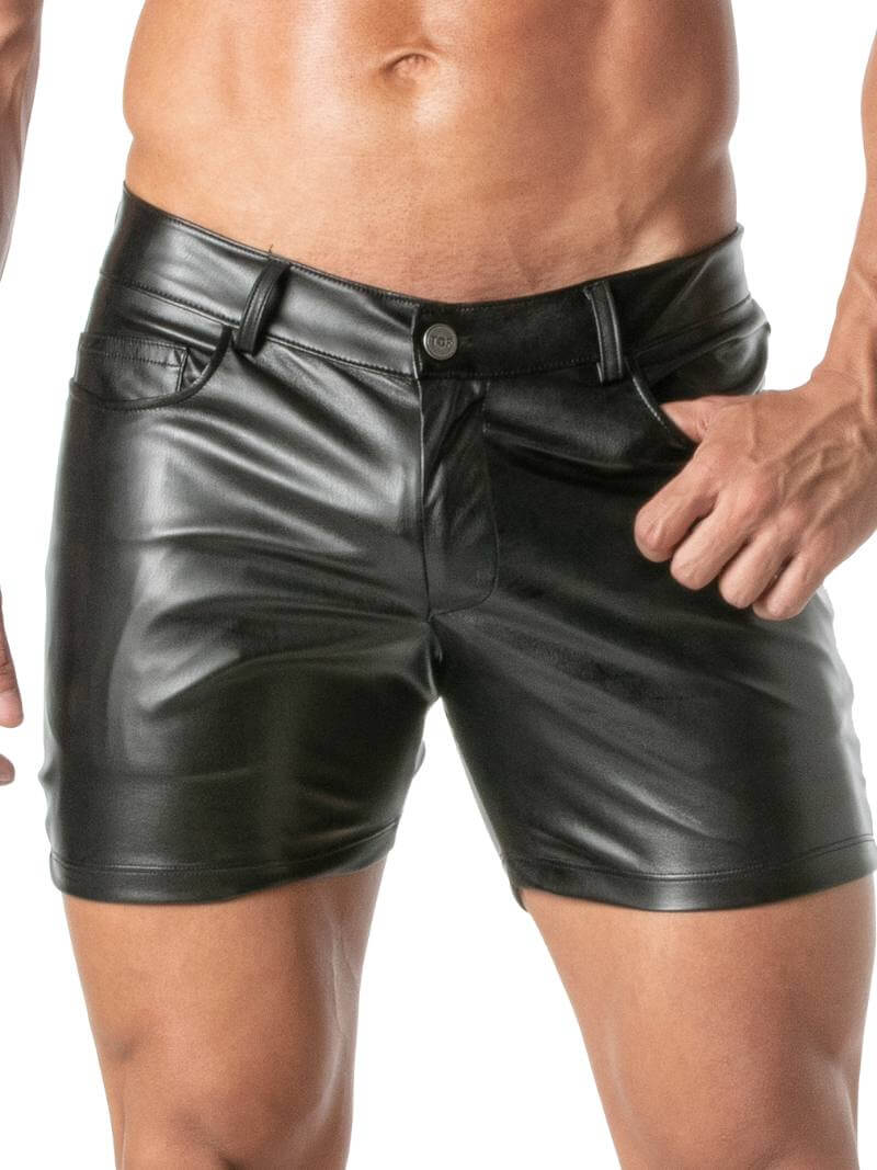 TOF Paris Kinky Leather Look Mid-Thigh Shorts - Image 4