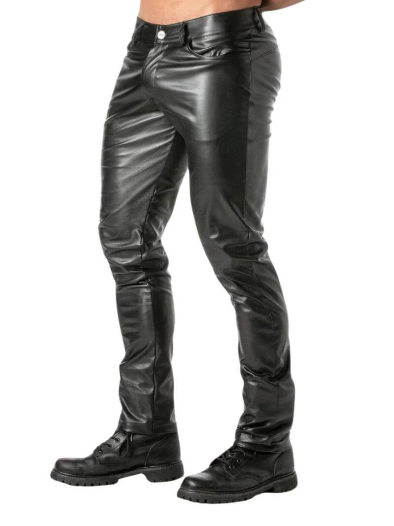 TOF Paris Kinky Leather Look Pants, Straight Cut, Butt Accentuating Slim Fit - Image 3