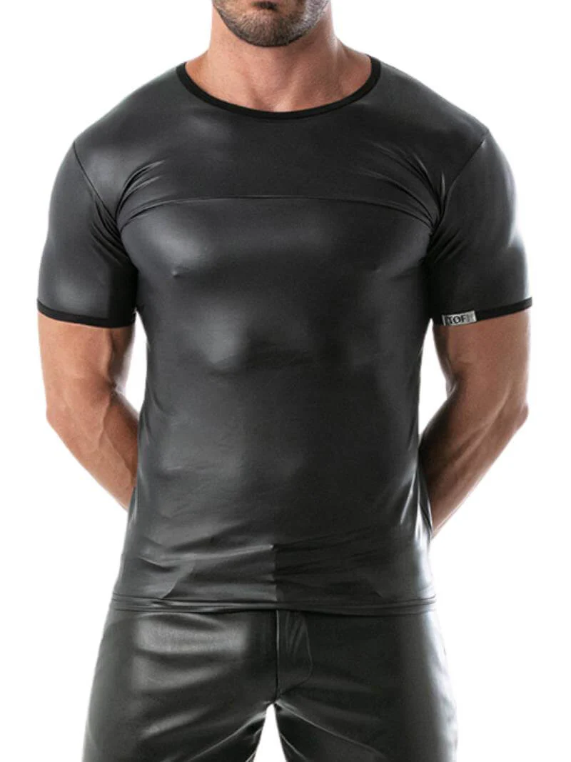 TOF Paris Kinky Leather Look T-Shirt - Image 3