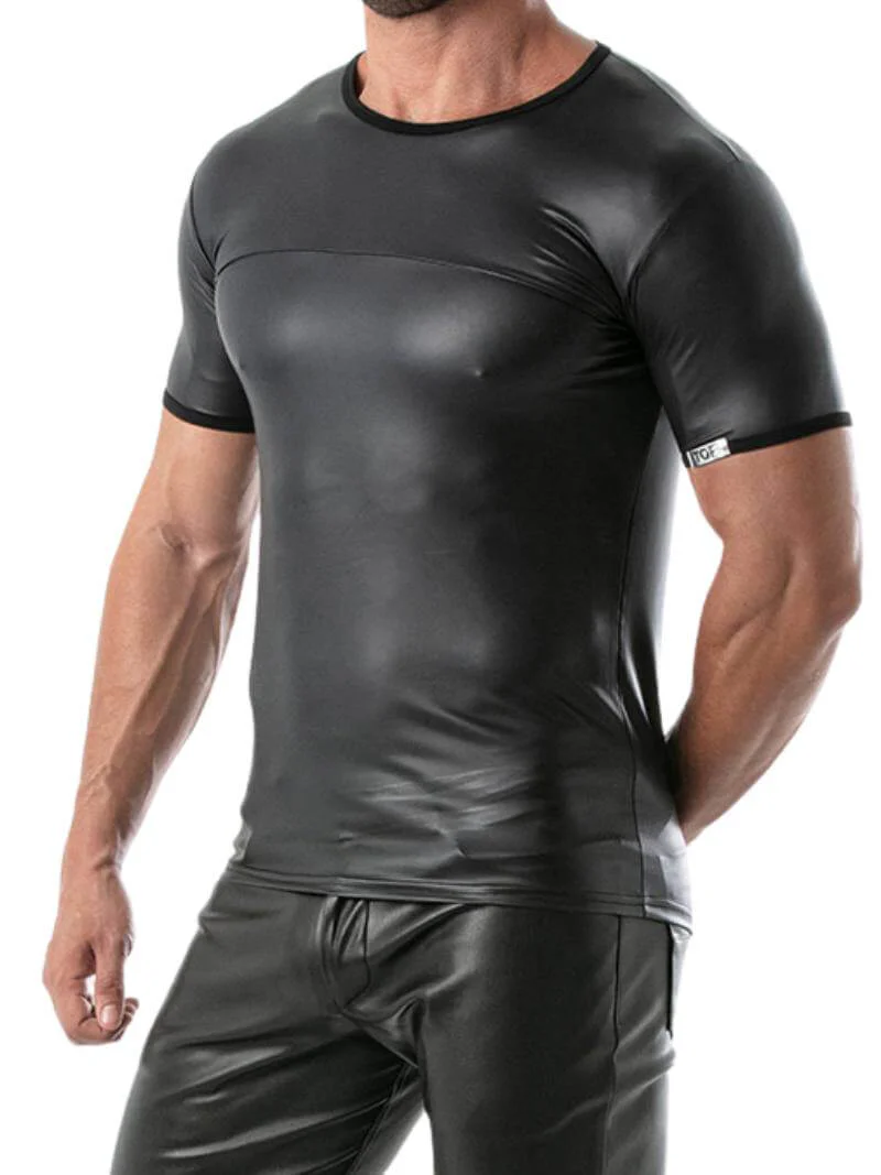 TOF Paris Kinky Leather Look T-Shirt - Image 4