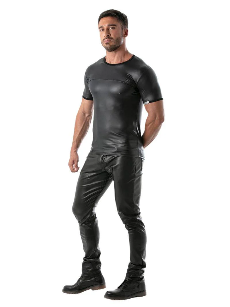 TOF Paris Kinky Leather Look T-Shirt - Image 6