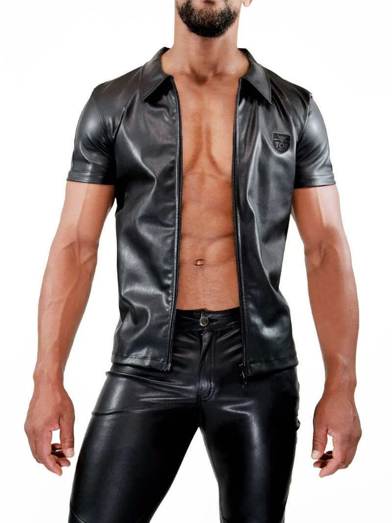 TOF Paris Kinky Leather Look Zipped Shirt - Image 3