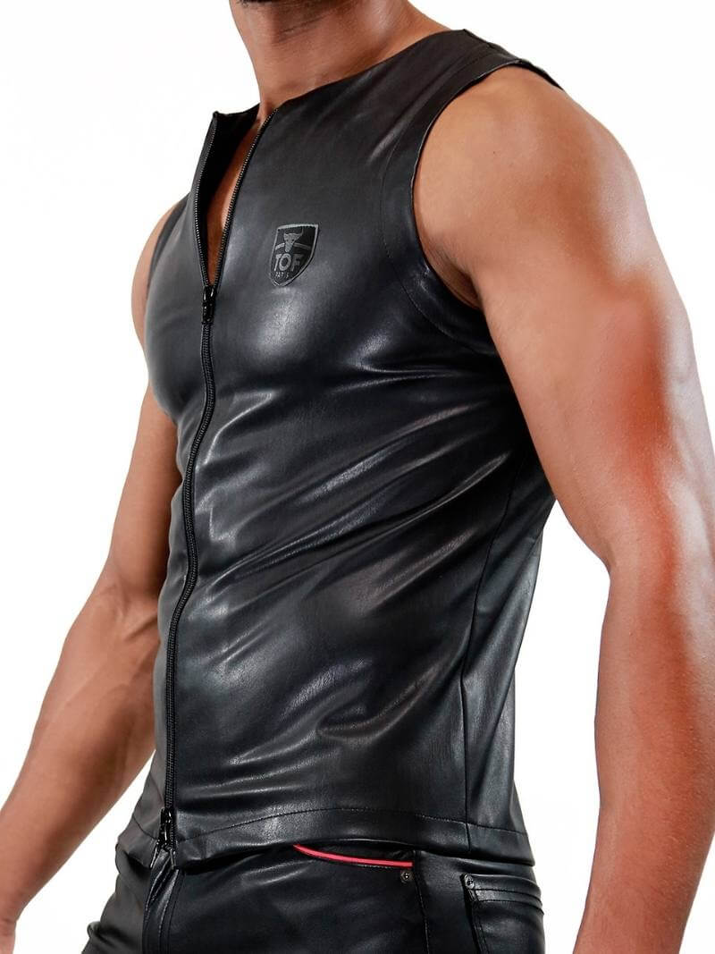 TOF Paris Kinky Leather Look Zipped Tank Top - Image 2
