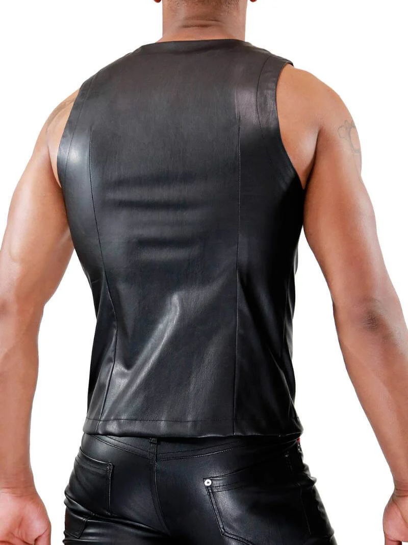 TOF Paris Kinky Leather Look Zipped Tank Top - Image 4