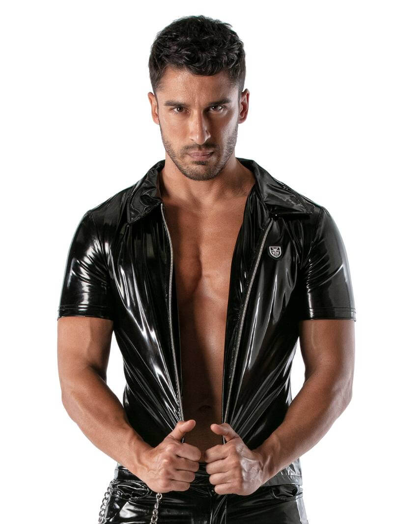TOF Paris Vinyl Zipped Shirt: Shiny PVC Look - Image 3