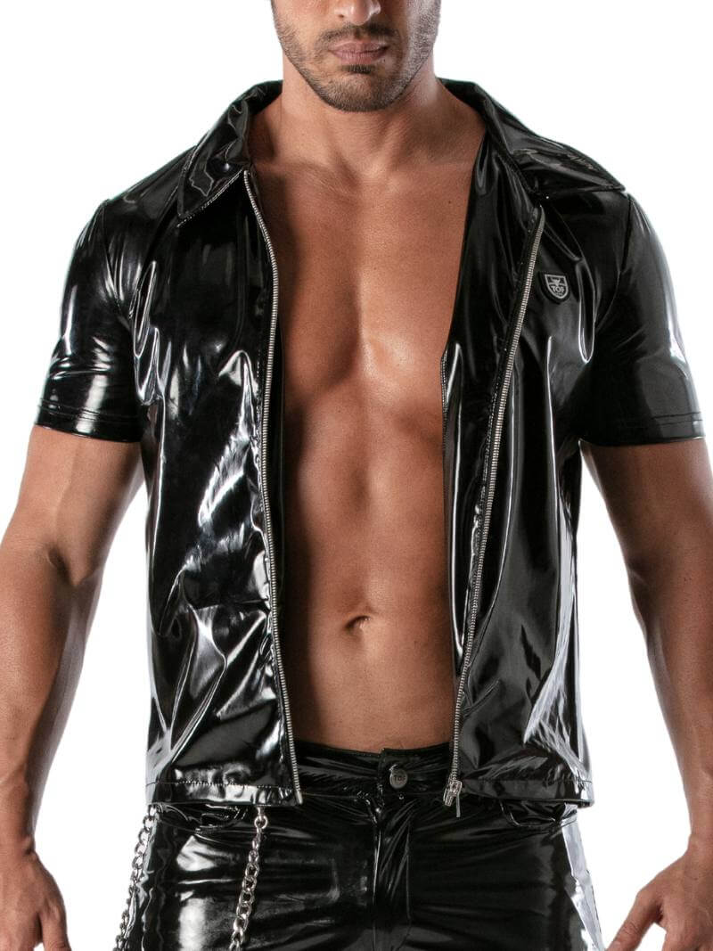TOF Paris Vinyl Zipped Shirt: Shiny PVC Look - Image 4