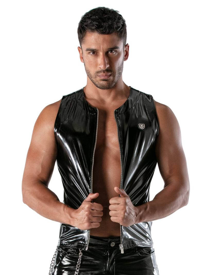 TOF Paris Vinyl Zipped Tank Top: Shiny PVC Look - Image 5